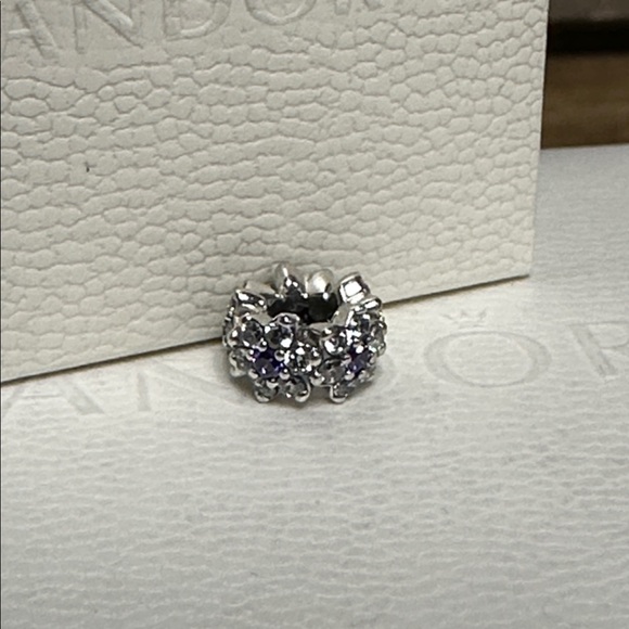 Pandora Jewelry - Pandora great shape forget me not floral purple clear crystal stamp spacer charm